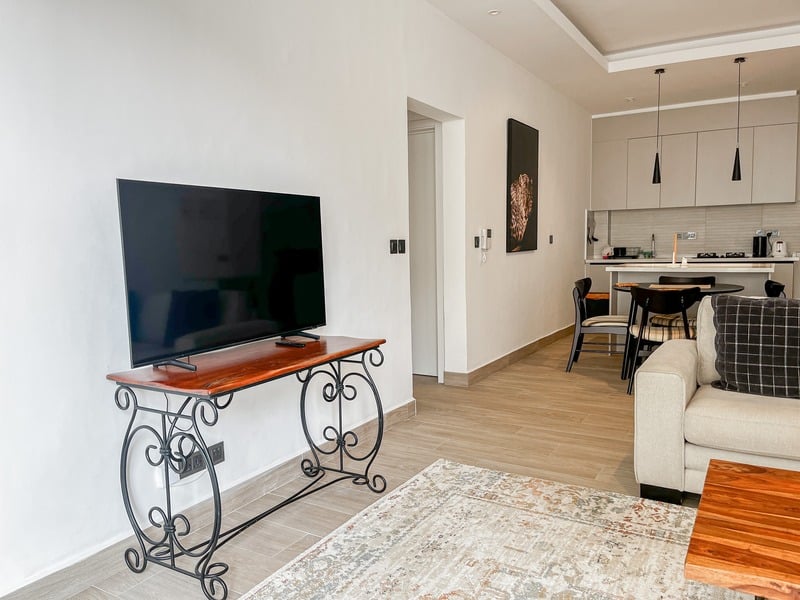 The Sierra — living room, tv wall